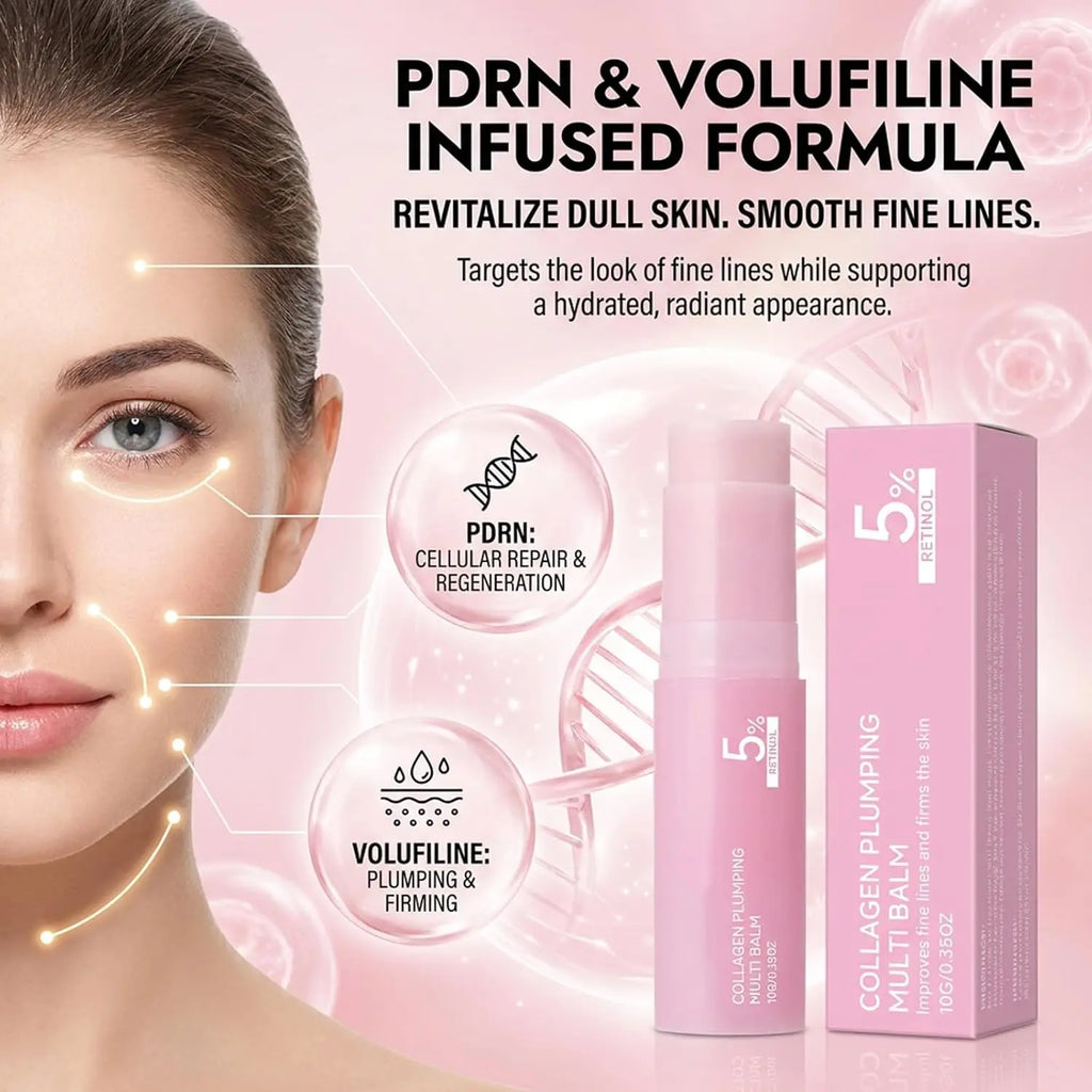 PDRN Pink Collagen Volume Balm Stick | Face, Lips & Body Moisturiser